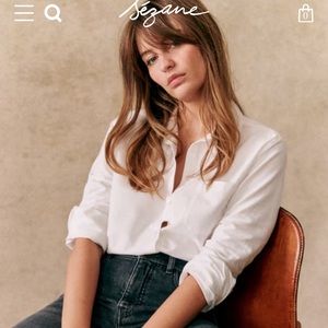 Sezane Tomboy Button Down Shirt White